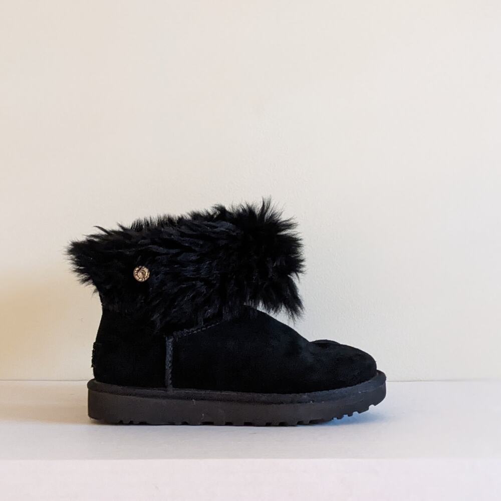 Ugg Boots Valentina Swarovski Crystal Black Suede Sheepskin Size 6 1012388